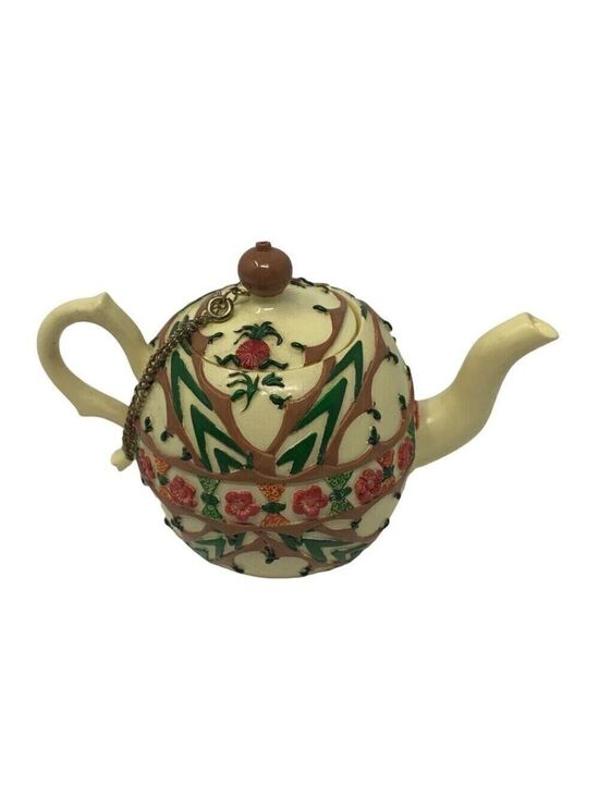 Nini Other - Vintage Nini Japan Hand Painted Teapot Trinket Box Floral Staffordshire Style